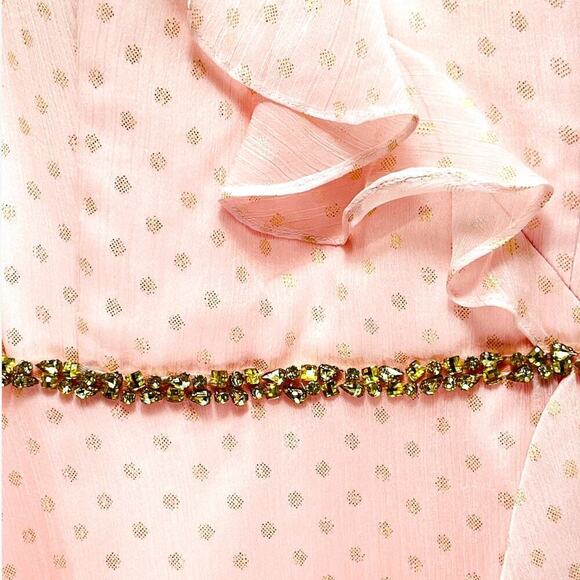 Mac Duggal Chiffon Embellished Sequin Asymmetric Ruffle Long Dress Pink 10 NWT - Picture 6 of 16